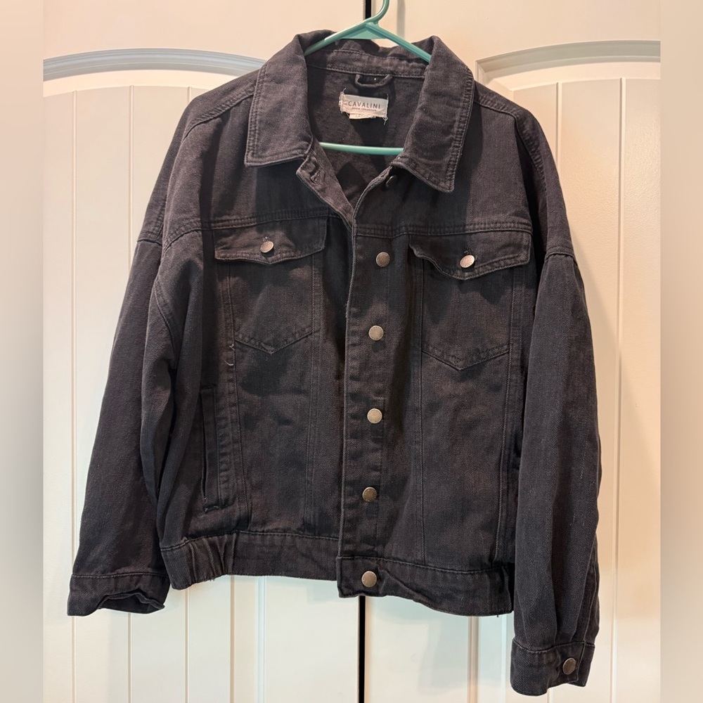 Calavini Black Denim Jacket Large